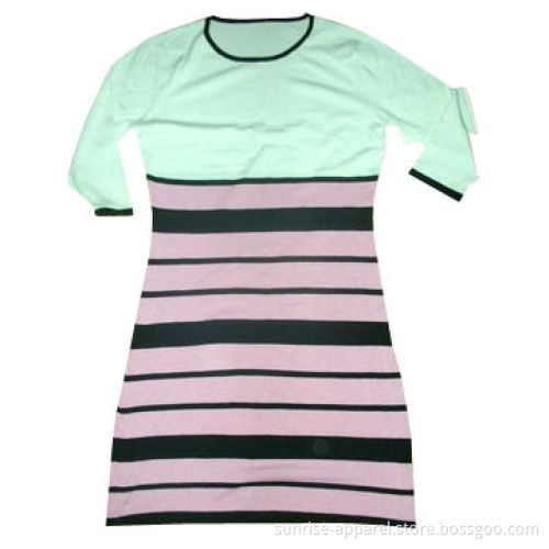 Women's Knitted Dress with Black Laces at Neckline and Sleeve Opening